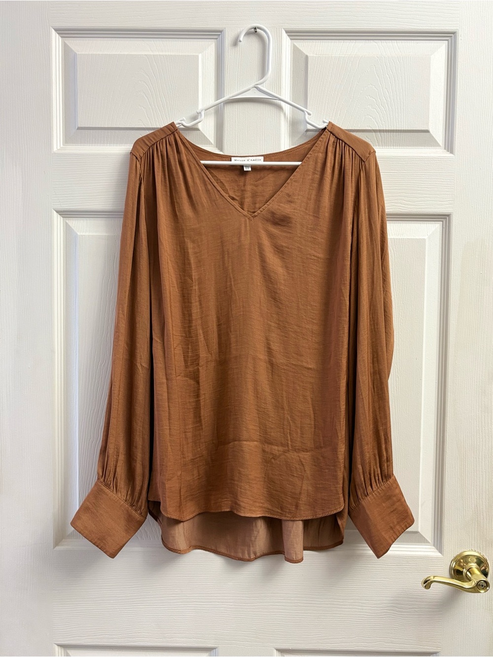 Maison d’Amelie Brown Flowy Boho Blouse